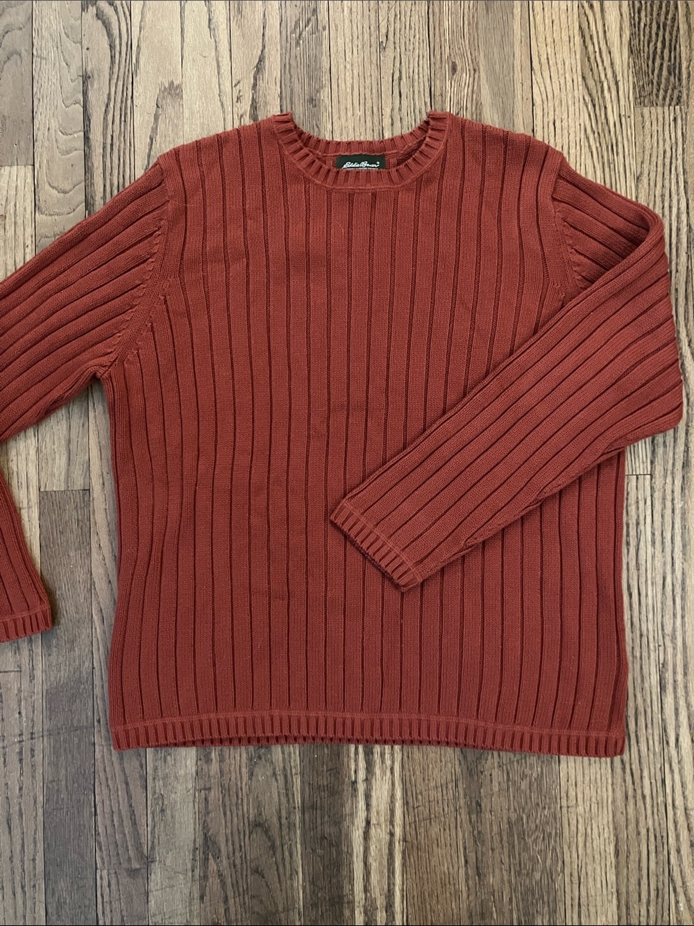 Eddie Bauer Ribbed Crewneck Sweater - Rust Russet Red